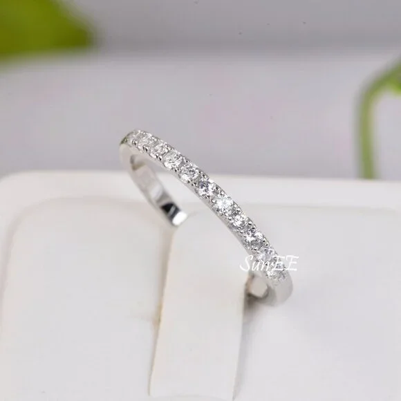 NEW HALF BAND ETERNITY RING 925 STERLING SILVER