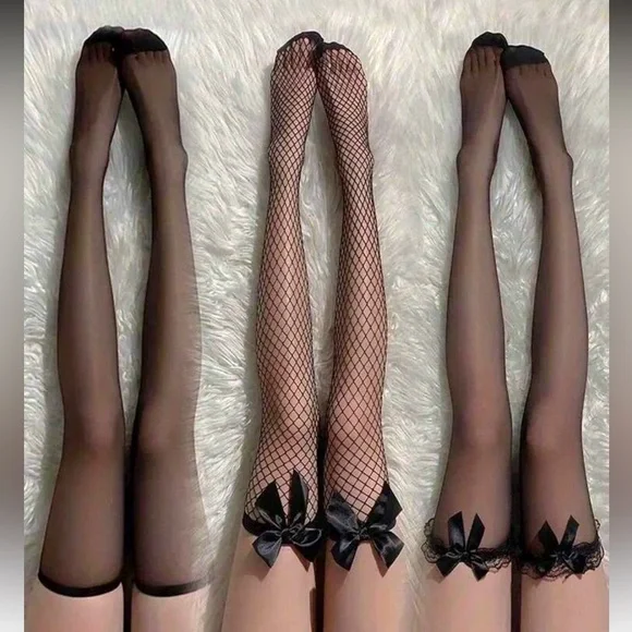 3 pair Set: Black Thigh High Stockings NEW 🏷️