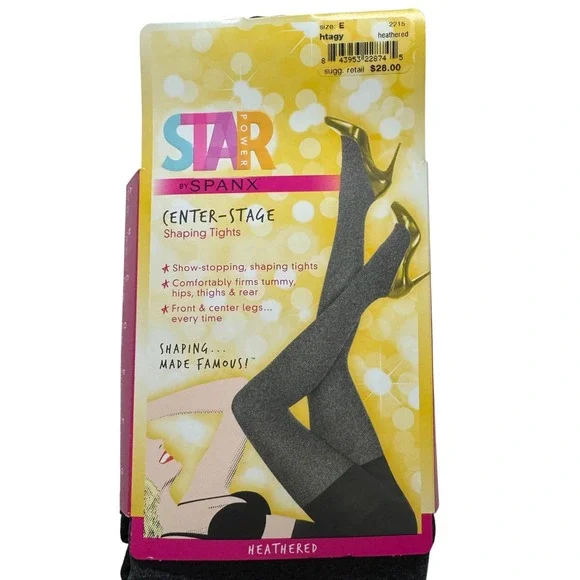 SPANX Star Power Shaping Tights Tummy Control Heathered‎ Gray Size E L XL