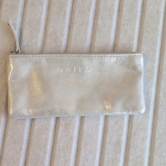 Mally Silver Makeup Bag with Zipper Closure Travel Cosmetic Organizer