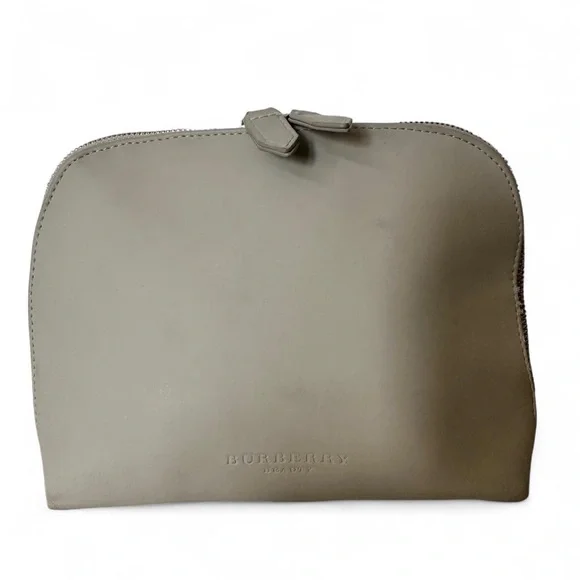 Burberry Beauty Stone/Gray Leather Cosmetic Bag