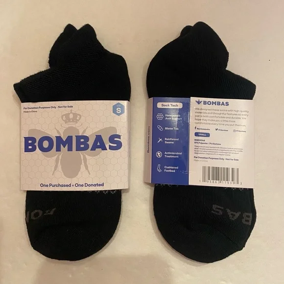 Bombas 2 Pairs Woman's Honeycomb Black Socks Size Small 4 -‎ 7.5