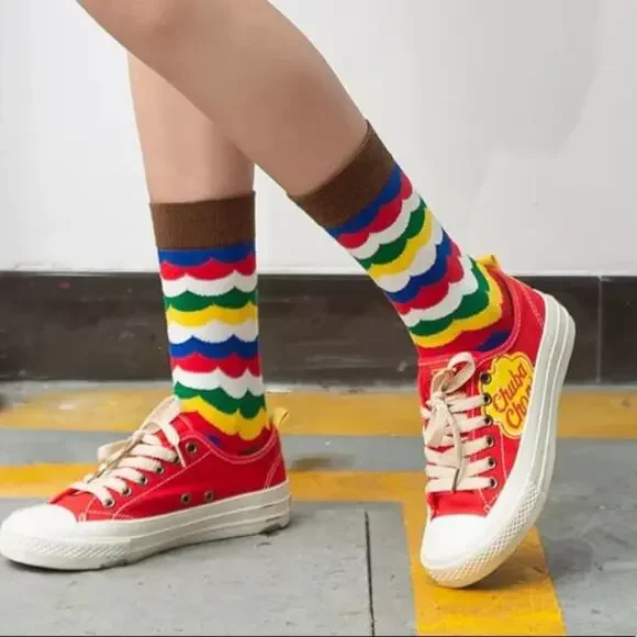 2 pairs - Colorful Fall Funny Socks Wavy Stripe Women Socks