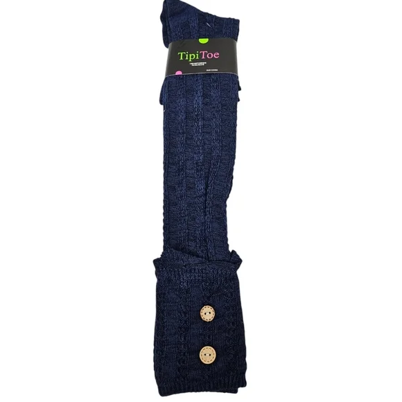 NWT Tipi Toe Marled Navy Blue Cable Knit Knee High Boot Socks Over Knee Socks