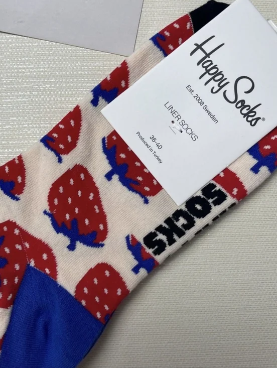 Happy Socks Strawberry Print Liner Socks