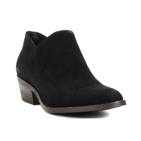 Lucky Brand Size 8.5 Black Fanky Suede Ankle Heel Bootie Boot Fall Closet Staple