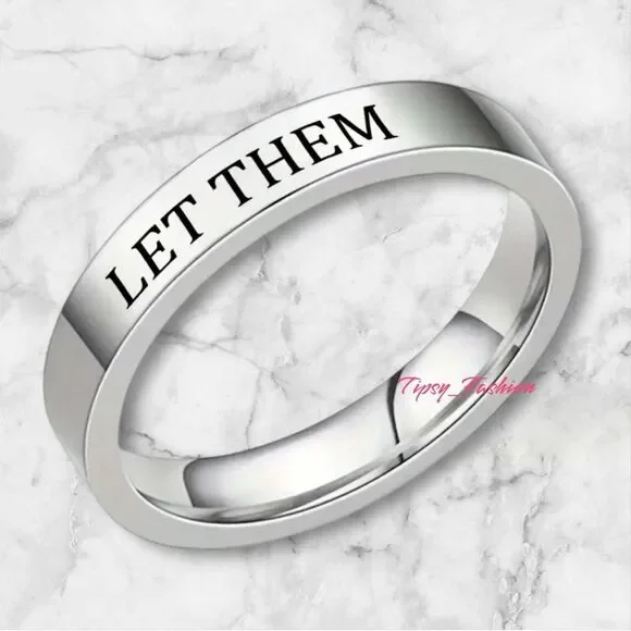 Let Them Titanium Steel Womens Ring Sz 7 NWT