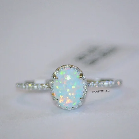 925 Sterling Silver White Opal Ring