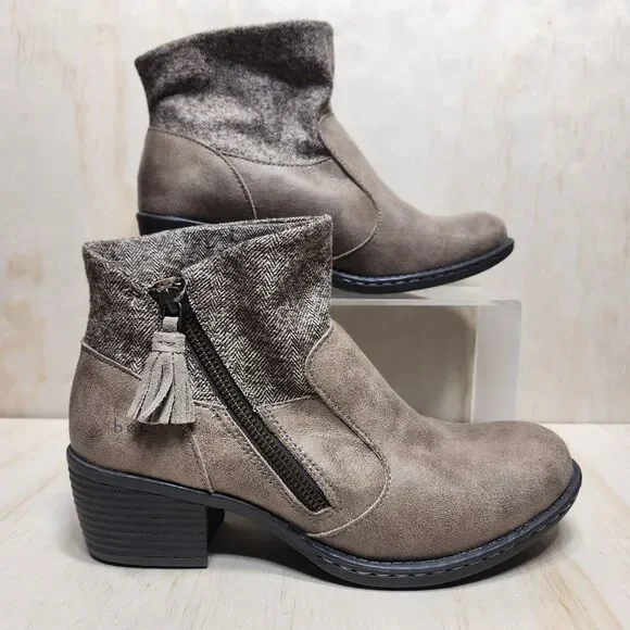 b.o.c. Brown Leather Size Zip Tassel Ankel Boot Women's Size 7.5 M Bootie