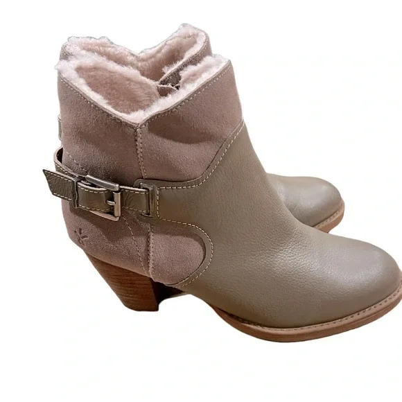 Emu Australia Sturt Leather Merino Wool Buckle Ankle Booties Size 9