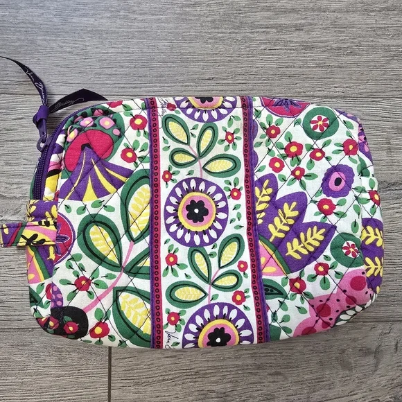 Vera Bradley Zipper Cosmetic Bag Floral Colorful Travel Vacation Beach Pool