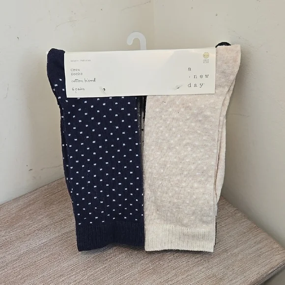 NEW A New Day Polka Dot Crew Socks 6 Pack