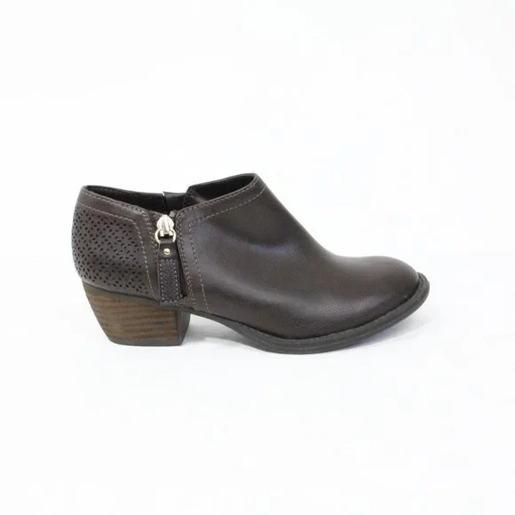 Dr. Scholl's Brown Booties sz 6 Women Faux Leather Boots Block Heel
