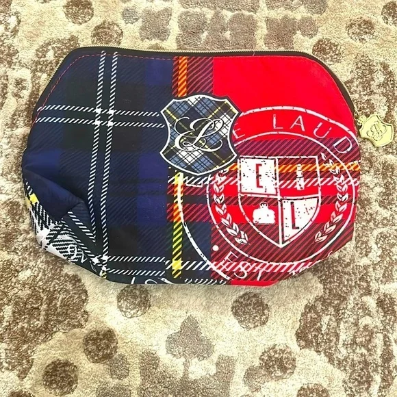 💥 2/$10 Estee Lauder plaid cosmetic case 9x7x2”