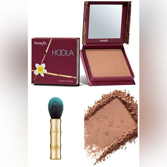 Benefit Hoola Matte Bronzing Powder & Luxe Teal Contouring Brush SET! SEALED