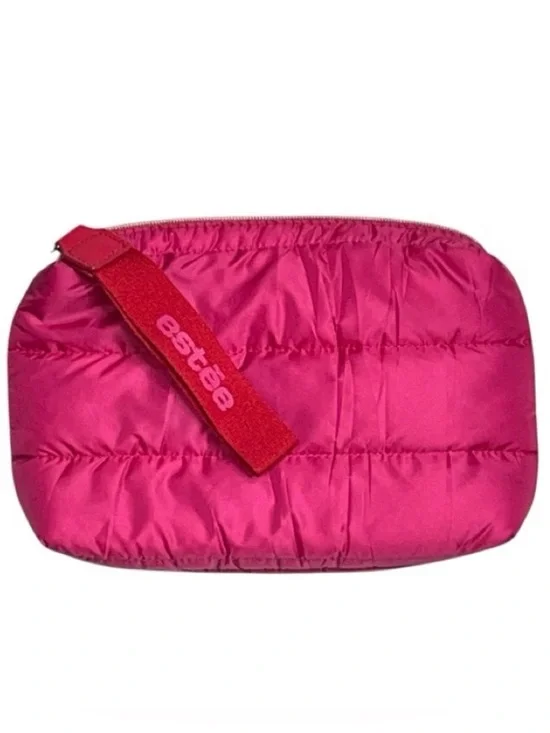 Estee Lauder Puffer Cosmetic Makeup Bag Hot Pink and Red Wristlet Puffy