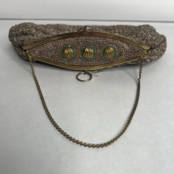Charlet Antique 1920s French Beaded & Embroidered Bag with Chain & Coin Bag‎ USA