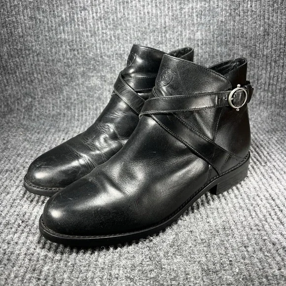 ARIAT Windsor Leather Ankle Boots Women's Size 8 M Black Side Buckle ATS 91501‎