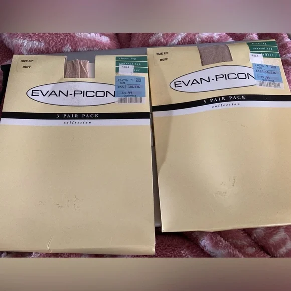 Evan picone four pair pack sheer sandalfoot pantyhose size EF buff nude Italy
