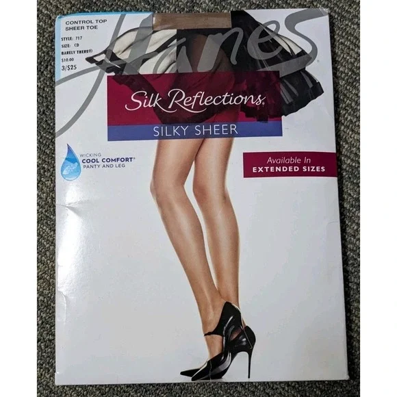 Hanes Silk Reflections Silky Sheer Control Top Pantyhose CD Barely There USA