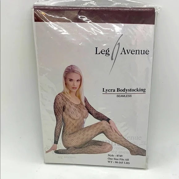 Leg Avenue NIB Lycra Bodystocking Seamless Black One Size Fits All 90 - 165 lbs
