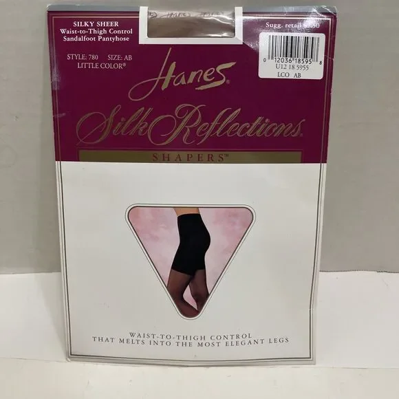 Hanes Silk Reflections Panty Hose Size AB Sandlefoot Silky Sheer Shapers