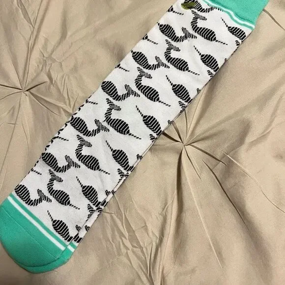 Stylish Black and White Narwhal Patterned Socks