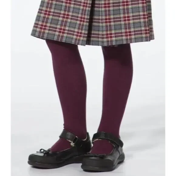 1 pair Socks Knit Cotton Knee School Girls 3 - 6 yrs old High Socks - Burgundy