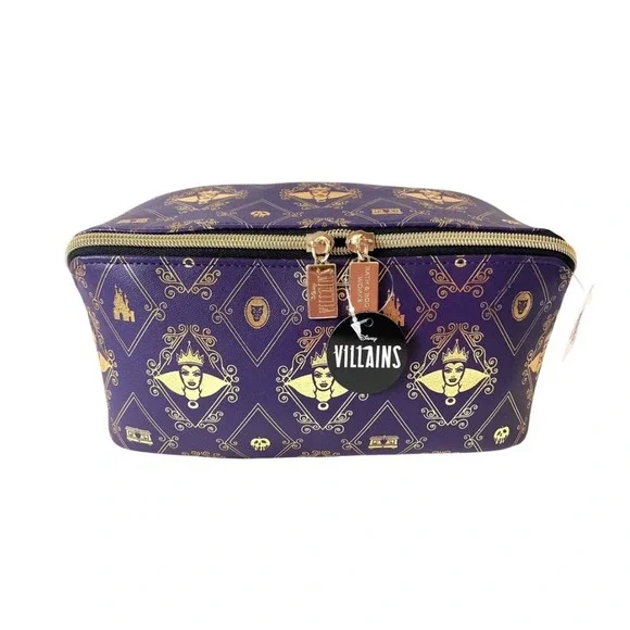 Disney Villains Purple Gold Castle Evil Queen Cosmetic Makeup Bag‎ Pouch