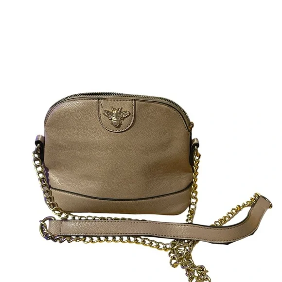 Bee Embellished Beige and Lavender Women's Bag