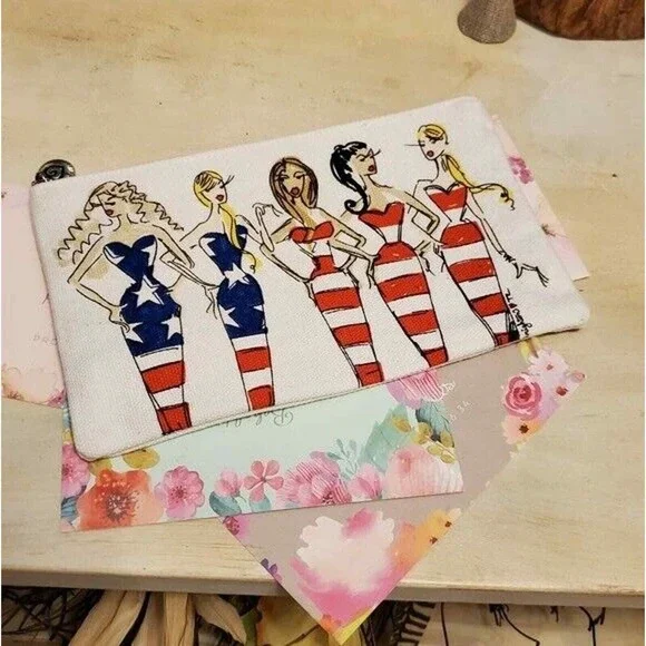 Brighton Tom Clancy Patriotic Fashion Girls Canvas Zipper‎ Pouch Makeup Bag