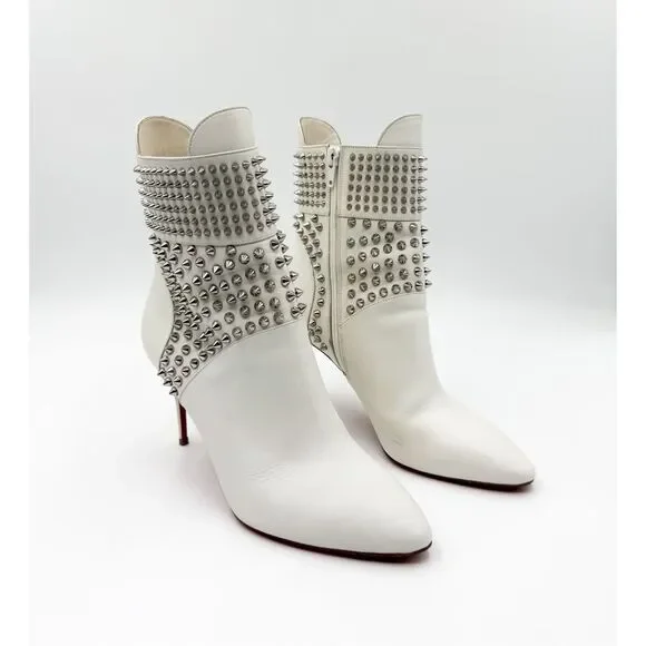 Christian Louboutin Hongroise Spike Studded Leather Ankle Boots EU 38.5 US 8.5