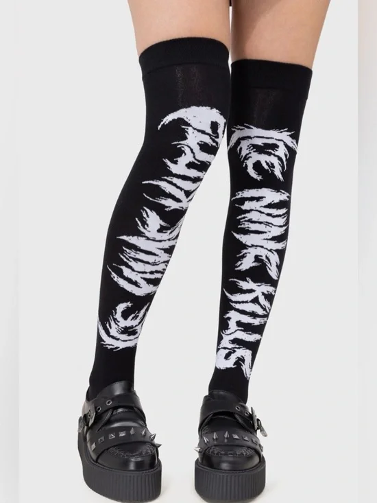 Killstar x Ice Nine Kills Ink Logo Knee High Socks Goth Emo NWT