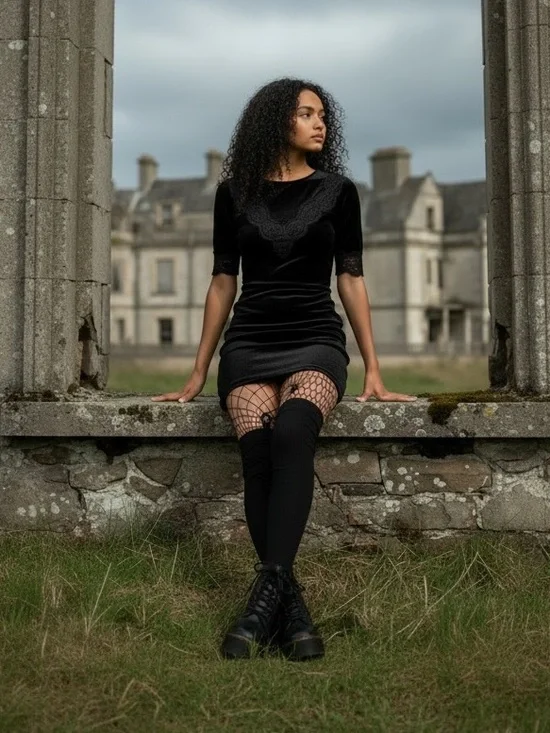 NWT KIHILIST Black Over The Knee Ribbed Socks Goth Grunge One Size