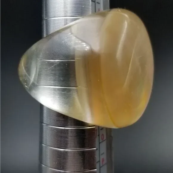 Amber melt mocha moonstone glass ring size 6. R143