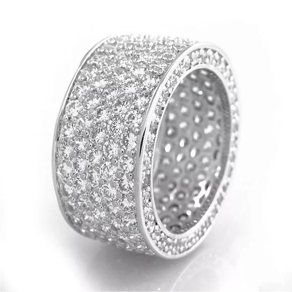 Gorgeous 14k White Gold Over Silver White Sapphire Band