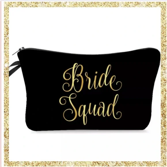 ✨BRIDE SQUAD✨NEW BLACK & GOLD MAKEUP BAG‎