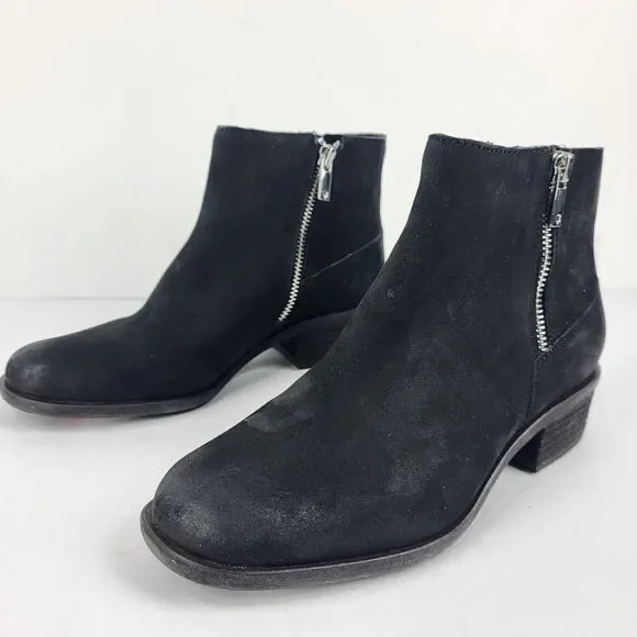 Lucky Brand Baelee Women's Bootie leather Ankle Boot Zipper Black Size 7M
