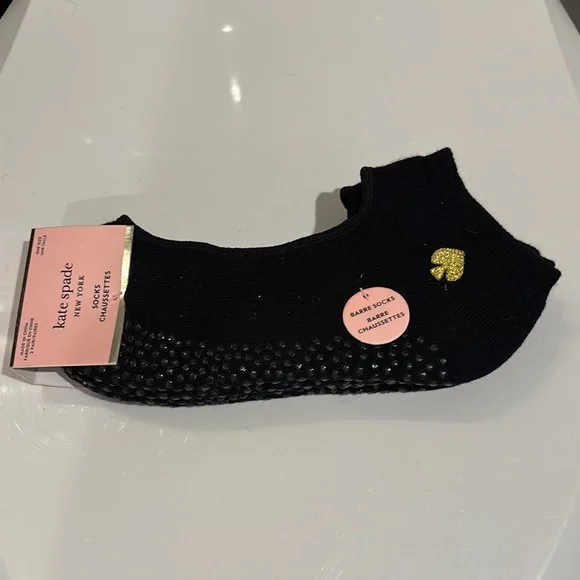 Kate Spade Barre Socks with Gold Spade Logo Black