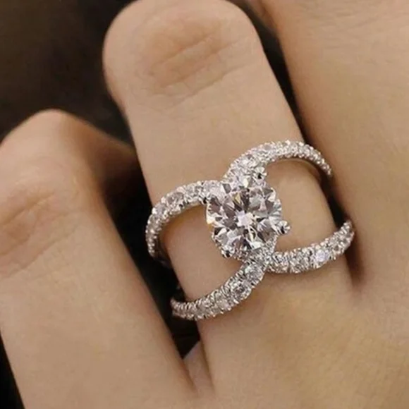 Hollow Design Cubic Zirconia Ring