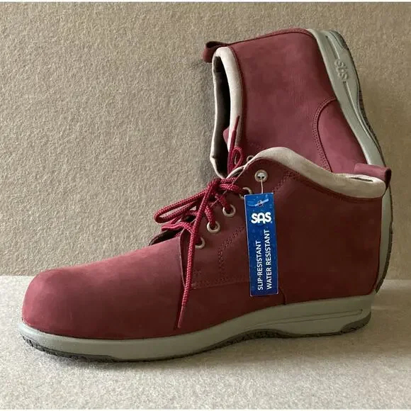 SAS‎ Gretchen Ankle Boot Women’s Sz 9.5 New Maroon Red Water Slip Resistant