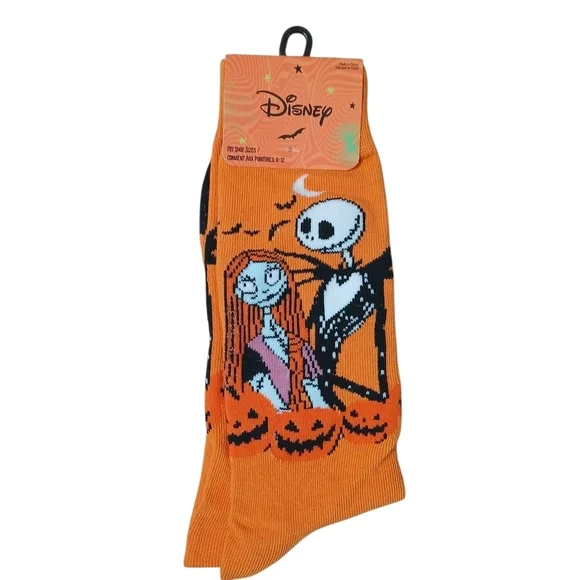 Disney Orange and Black Socks with Halloween Theme