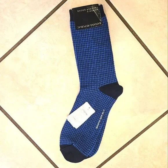 Banana Republic Houndstooth Trouser Sock Navy NWT