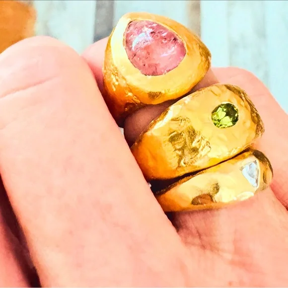 Diamond slice ring gold vermeil size 7