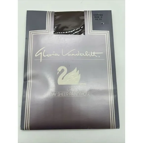 Vintage Gloria Vanderbilt Day Sheer Pantyhose Size C Coffee 100% Nylon