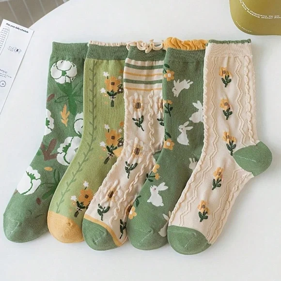 Floral print Color Block Socks set