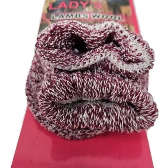 Women Lamb Wool Warm Socks, Heavy Duty Boots Crew Sock Marled Pattern NEW 3 Pair