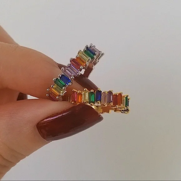 Rainbow Baguette Band Ring
