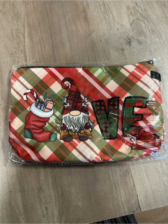 Christmas Gnome Cosmetic Bag NWT