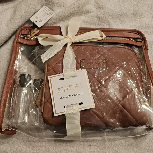 Joan & David Clear Comestic Bag Set with Travel Bottles
